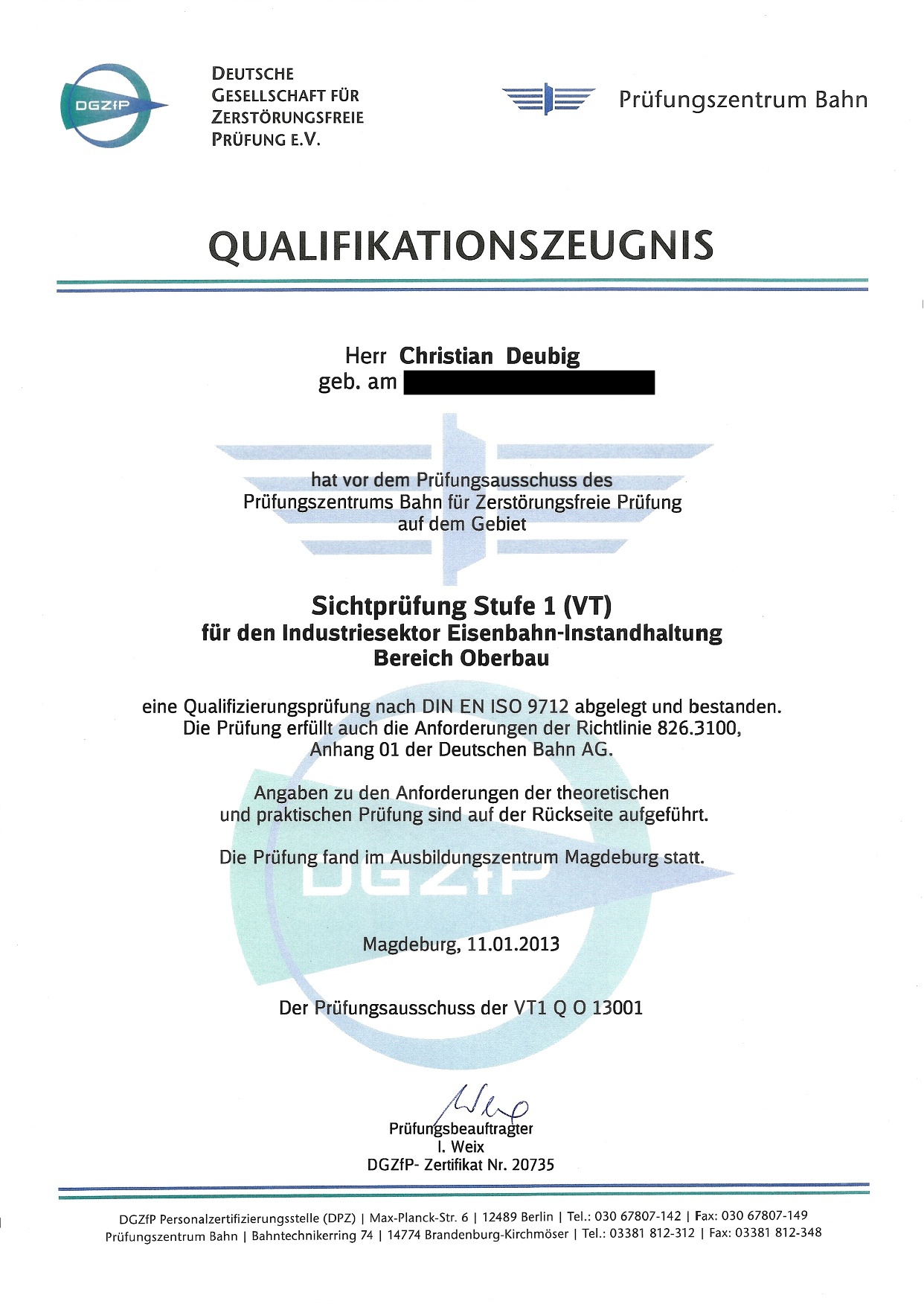 Qualifikationszeugnis-VT1