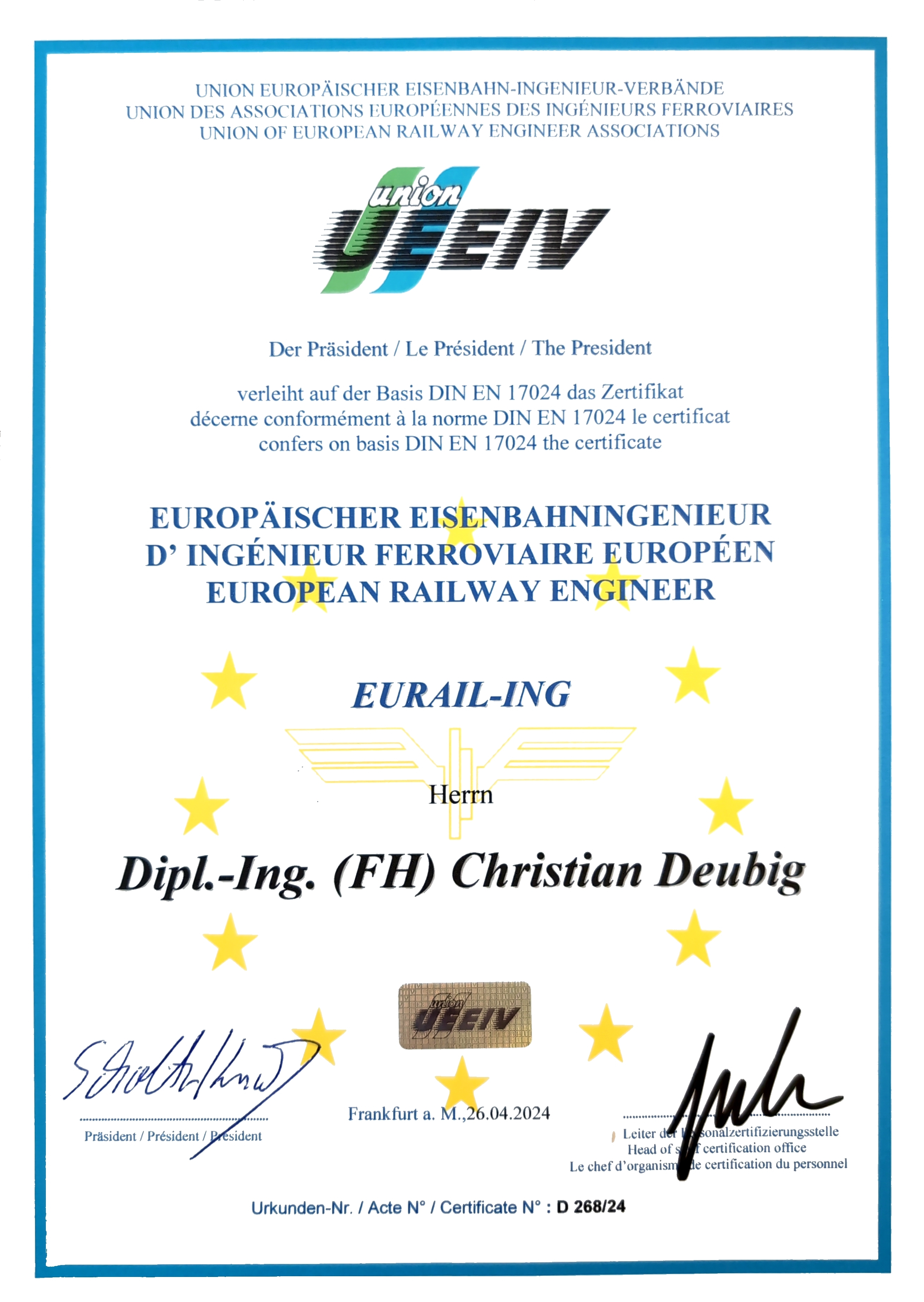 Urkunde EURAIL-ING 2024-04
